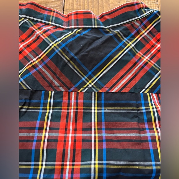 J Crew Funnelneck Tartan Plaid Shirt with Rhinestone buttons-NWT - Picture 10 of 12